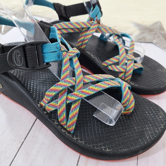 CHACO Women's ZX/2 Yampa Sandals, Fiesta Rainbow, size 8 - Picture 5 of 6